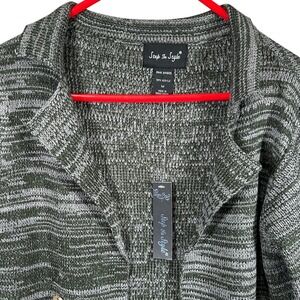 Step In Style Womens Longline Cardigan Olive Green Grey Boho Chic Size M New